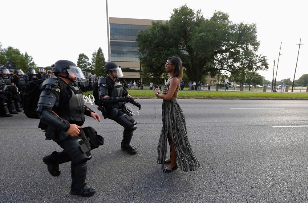 Unrest in Baton Rouge; Ieshia Evans photographed by Jonathan Bachman of Reuters